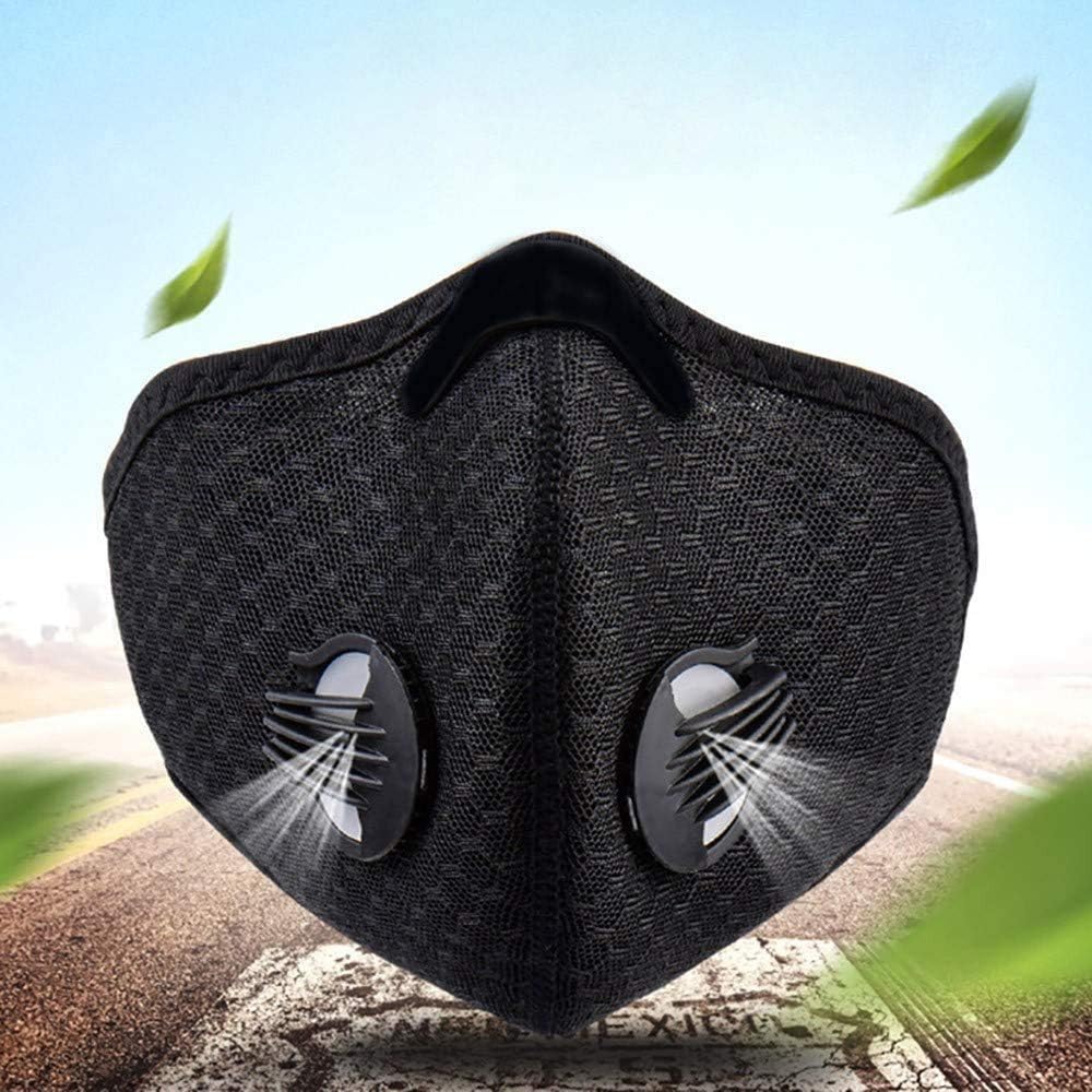 iQuark Protective Face and Mouth, Unisex, Washable, Reusable Protective Breathable Anti Dust Fog Windproof Outdoor Sports Cycling Facial Protection Black (3pcs Filter)