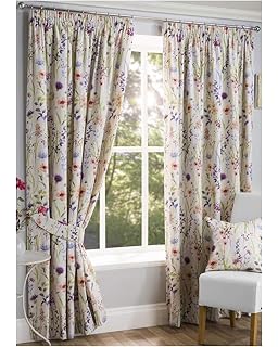 Geneva Curtains Floral Vine Blue Teal Lemon 66 X 90 Ready Made