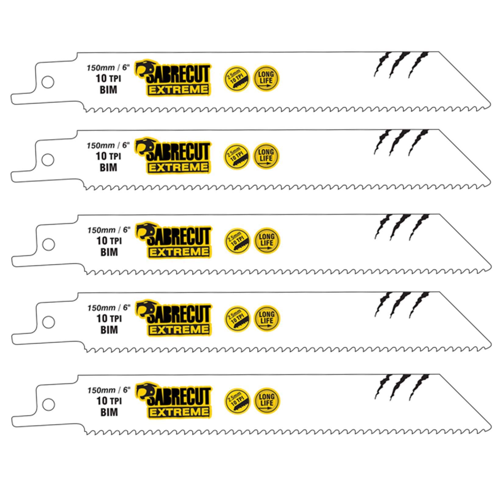 5 x SabreCut SCRS922HF_5 150mm 10 TPI S922HF Fast Wood and Metal Cutting Reciprocating Sabre Saw Blades
