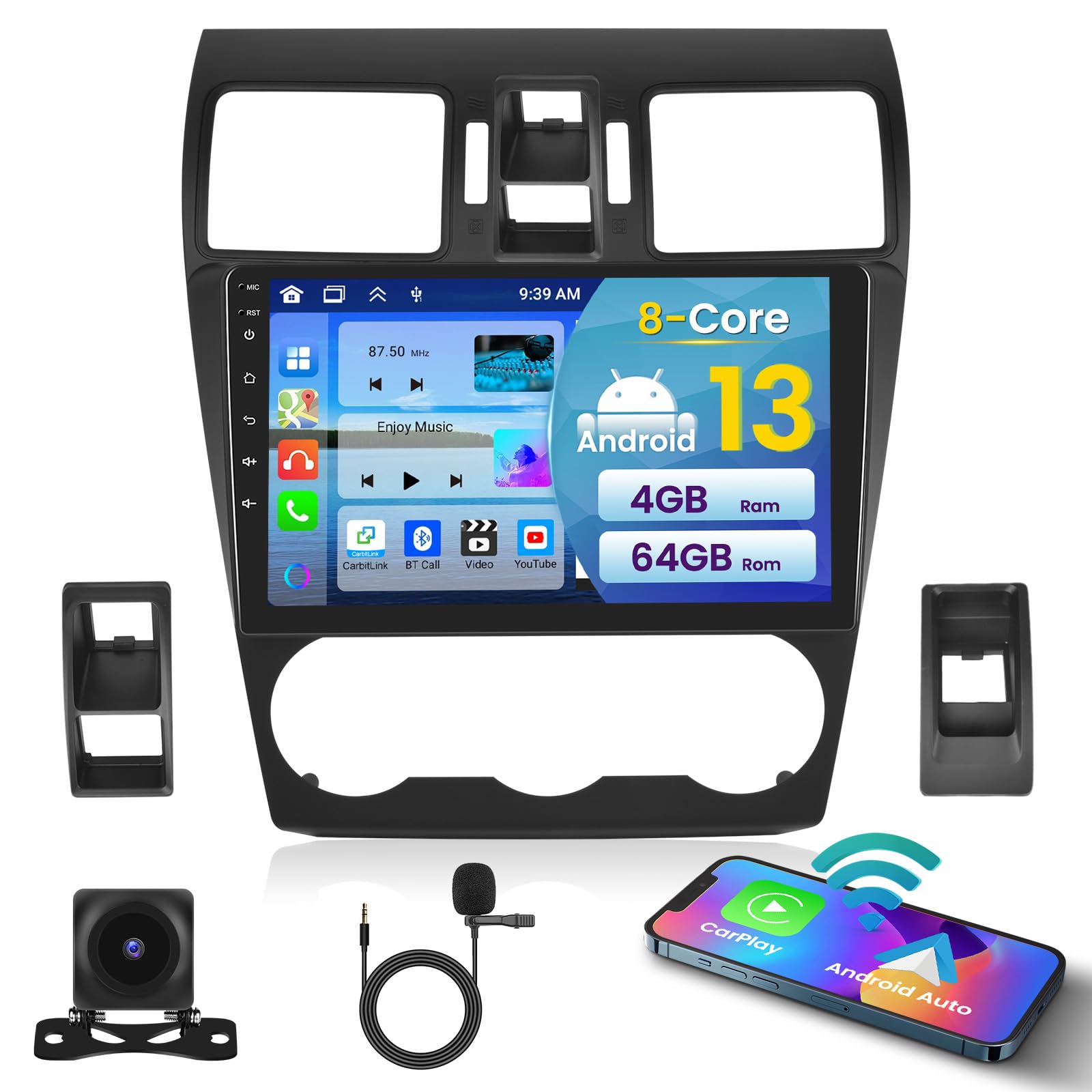 Photo 1 of Inefala [8 Core 4+64G] Car Stereo for Subaru Forester Impreza WRX STi 2013-2014 with Wireless Carplay Android Auto, 9 Inch Touchscreen with GPS WiFi Bluetooth5.0 FM/RDS Radio EQ/DSP SWC Canbus