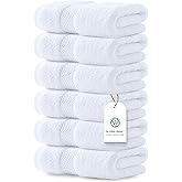 Luxury White Hand Towels - Soft 100% Turkish Cotton | Highly Absorbent Hotel spa Bathroom Towel Collection | 16x30 Inch | Set of 6