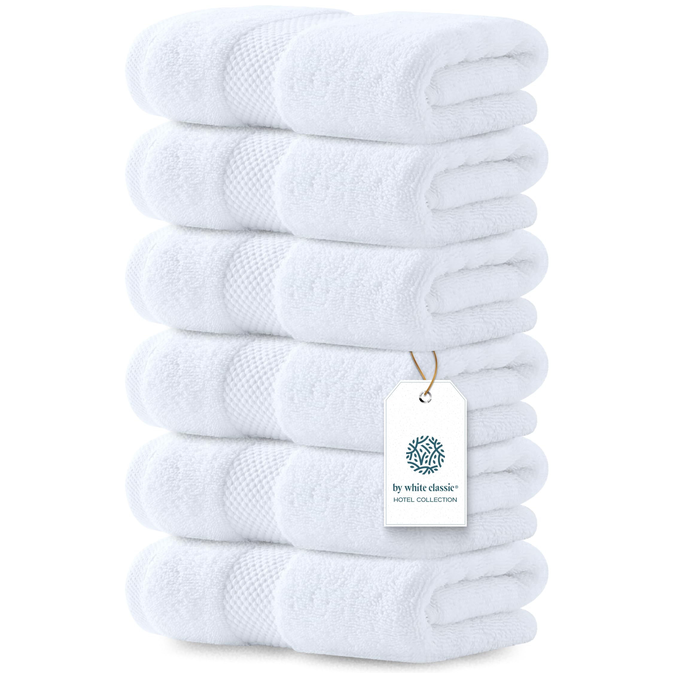 Photo 1 of ***(MISSING PARTS)***Luxury White Hand Towels - Soft 100% Turkish Cotton | Highly Absorbent Hotel spa Bathroom Towel Collection | 16x30 Inch | Set of 6