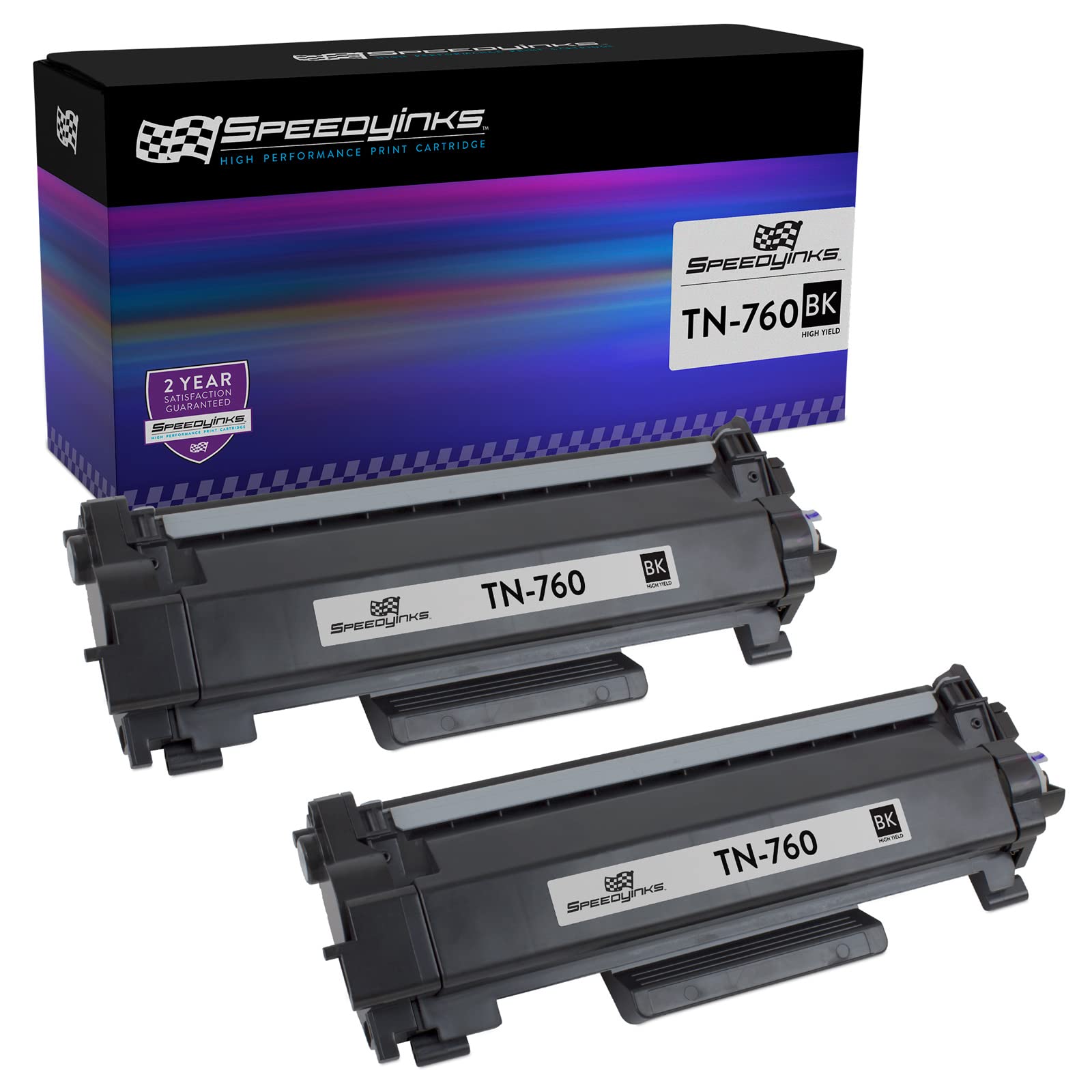 Photo 1 of SPEEDYINKS Compatible Toner Cartridge Replacements for Brother TN760 TN-760 TN760XL TN-760XL TN760 XL High Yield (2-Pack, Black) for use in Printer Brother DCP-L2550DW, HL-L2350DW, HL-L2370DW