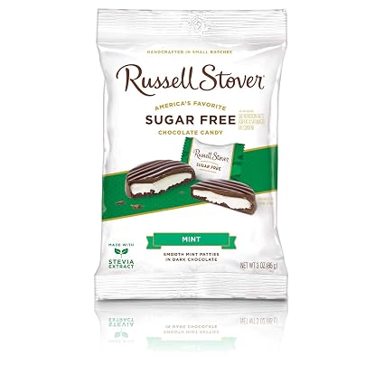 Amazon Com Russell Stover Sugar Free Dark Chocolate Mint Patties With Stevia 3 Ounce Bag Grocery Gourmet Food
