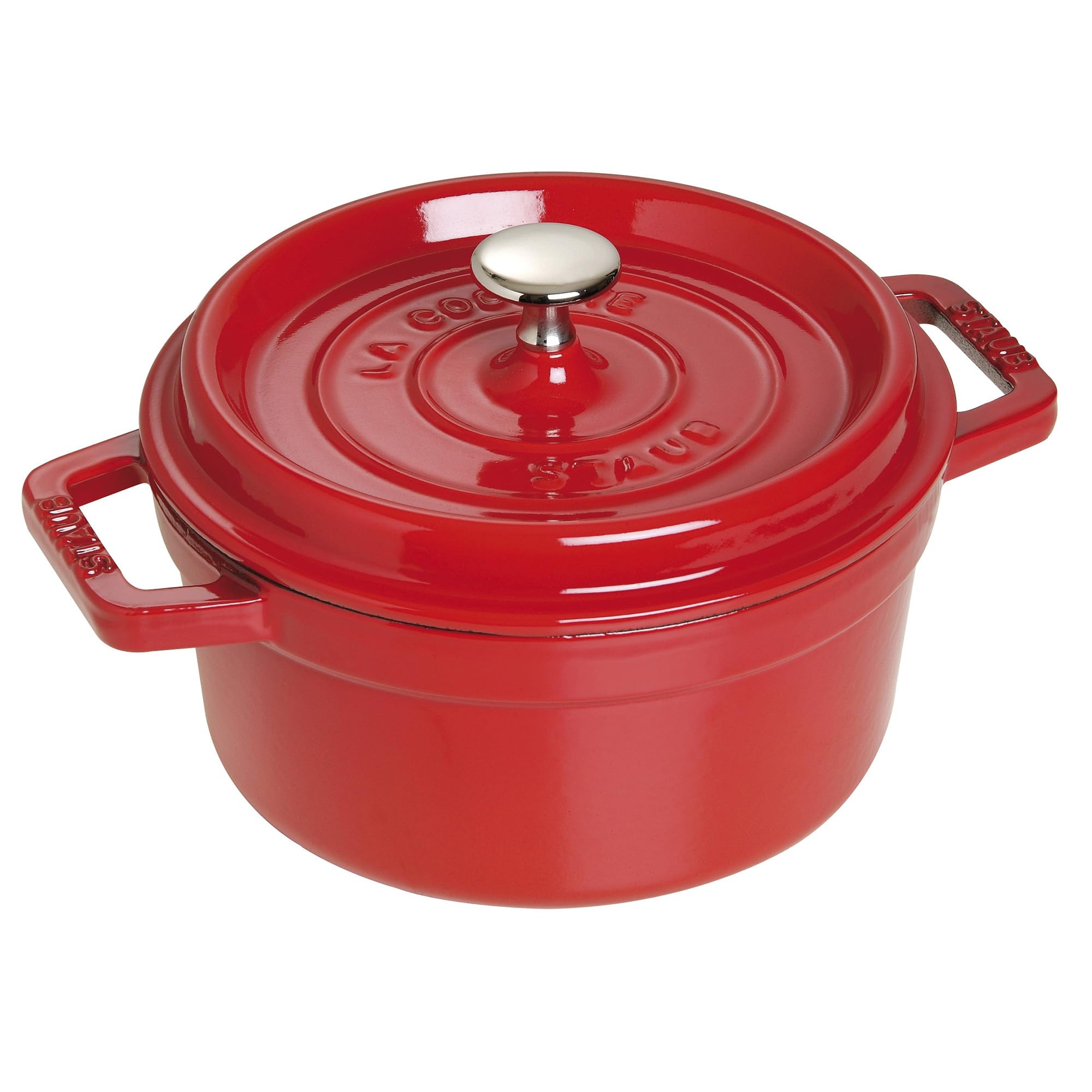 STAUB Cast Iron Round Cocotte, Dutch Oven, 2.75-quart, serves 2-3, Made in France, Cherry