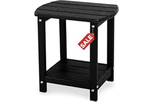 GARDENSTAR Adirondack Square Outdoor Side Table,2-Tier Storage Patio Side Table, HDPE End Tables for Backyard Pool Porch Garden Lawn(Black)