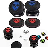 Playrealm FPS Thumbstick Extender x 2 & Printing Rubber Silicone Grip Cover x 4 for Xbox Series X/S & Xbox One Controller(Ghost Red & Blue)