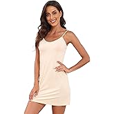 AUHEGN Women's Full Slip Dress Adjustable Straps Silky Under Dress Lingerie Nightgown