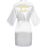 PENGEE Women's Birthday Robes Queen Squad Silky Kimono Nightgown Spa Bathrobes Sleepover Party Dressing Gown