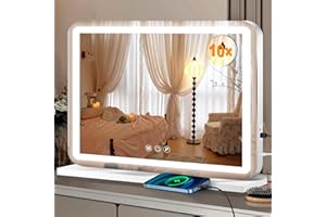 Ratsamee 23"x 18" Vanity Mirror with Lights, Led Makeup Mirror, Lighted Makeup Mirror with 3 Color Dimmable Lights, Smart Tou