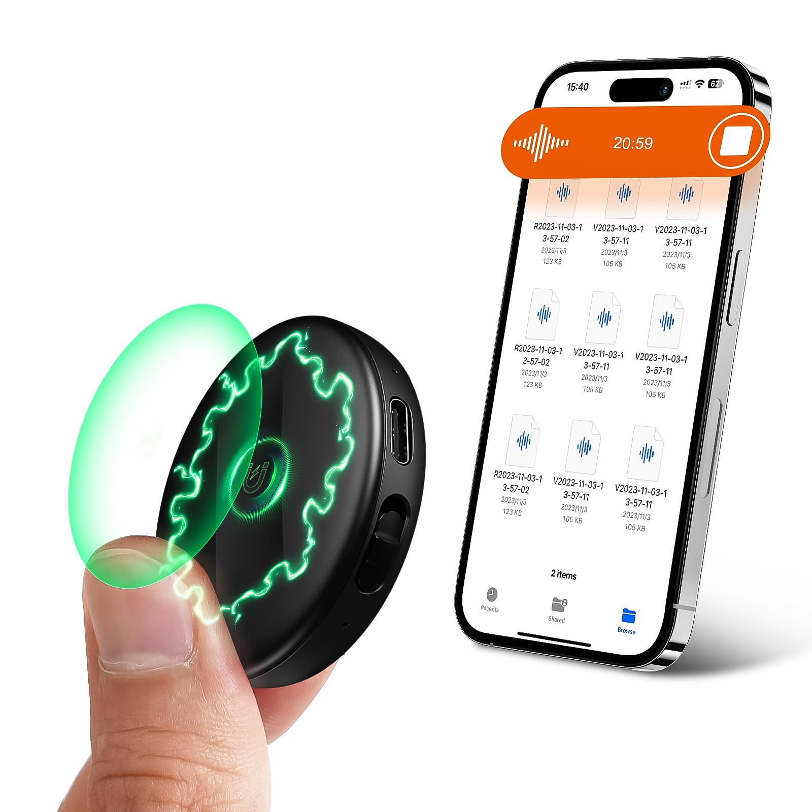 Photo 1 of 72GB(5200Hours) Magnetic Voice Activated Recorder - Digital Voice Recorder with DSP 5.0 AI-Intelligent Noise Cancellation, Smart Tap Recording Device Portable for Lectures Meetings Interviews Classes