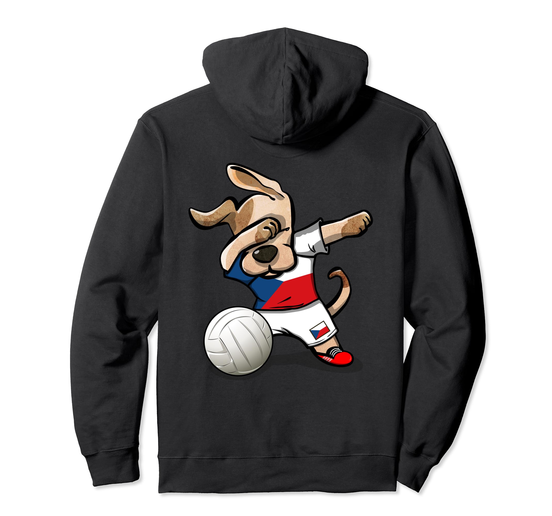 Dabbing Dog Proud Czech Republic Volleyball Lover Czech Flag Pullover Hoodie