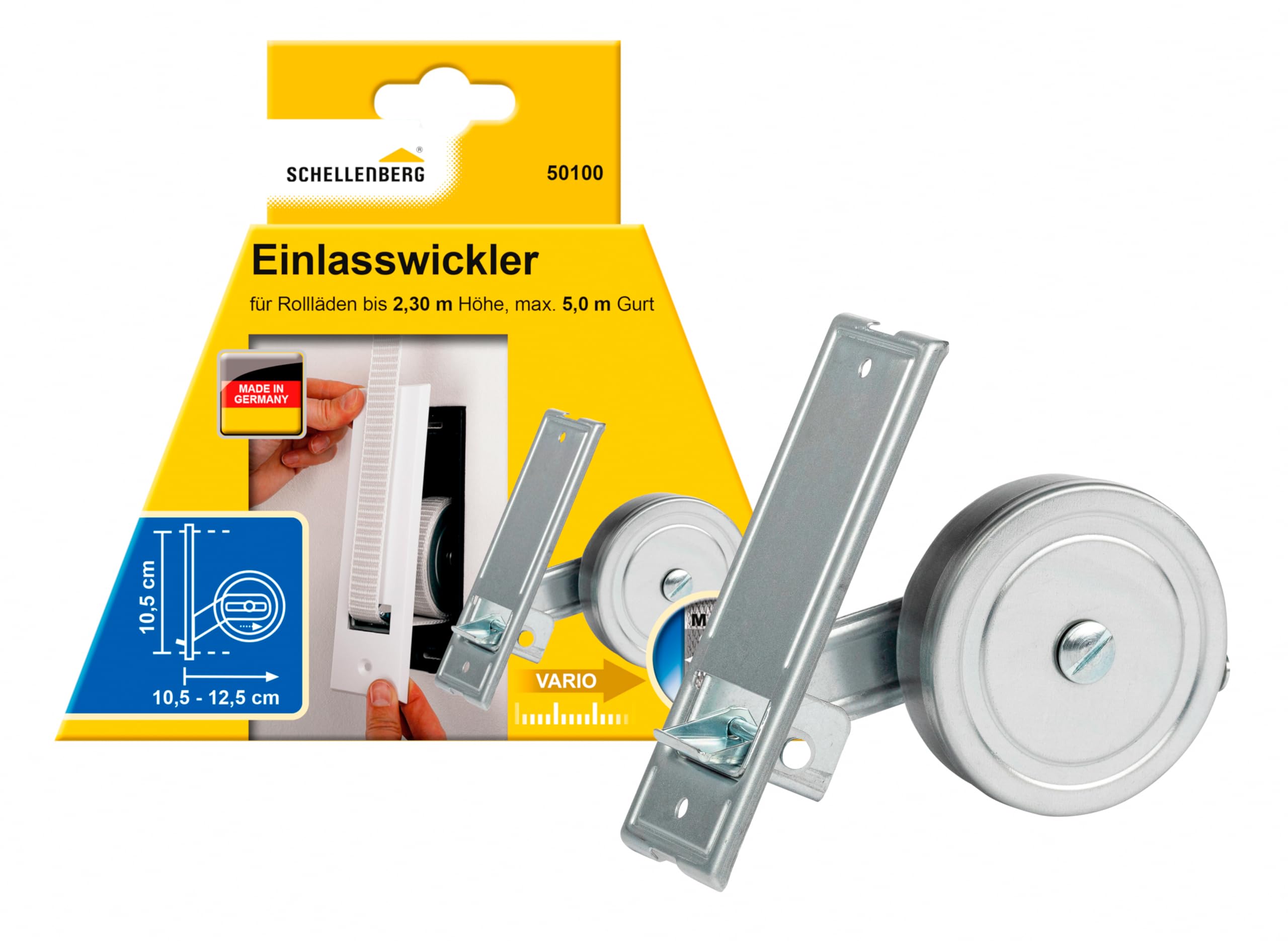 Schellenberg Maxi 50100 Inlet Winder for Roller Shutter Straps with 23 mm Width, Hole Spacing 10.5 cm