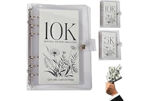 TWWKDD 12-Month Envelopes Money Saving Challenge Binder,Savings Binder, Budget Binder With Cash Envelopes, Easy and Funny Way to Save 5K/10K Dollars, Money Binder For Cash Saving (10K)