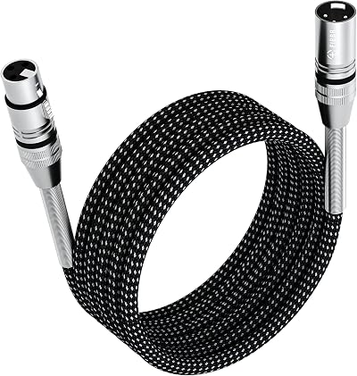 FIBBR XLR Cable 1M Nylon Braided Microphone Cable Balanced XLR Male to Female