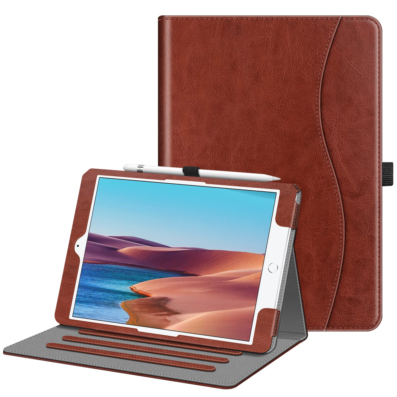 FINTIE Case for iPad 9th / 8th / 7th Generation (2021/2020/2019) 10.2 Inch - [Corner Protection] Multi-Angle Viewing Stand Cover with Pocket & Pencil Holder, Auto Wake Sleep, Vintage Brown — image 1