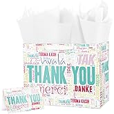ysmile Thank You Gift Bag with Wrapping Tissue for Women Men 12.6"