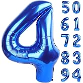 Navy Blue 4 Balloon - Number Balloon 40 Inch, 4th Birthday Decorations | Large foil number balloons for 4th birthday party, Navy Blue blow up birthday balloon numbers for women and men