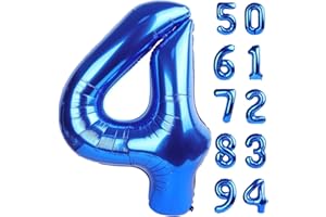 IWERP Navy Blue 4 Balloon, Number Balloon 40 Inch, 4th Blue party decorations, Four Large Numbers for Party Decor, Number 4 Balloon