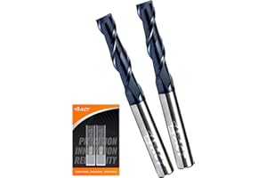 A ACT ACCU-CUT ACCUCUT I2KEL 2 Flute 5/16” Carbide Square End Mill - 3” Long Shank Milling Bit Set for Aluminum, Steel, Copper, Plastic & Alloys - 35 Degree Helix, AlTiN Coating CNC Router Bit (2 pcs)