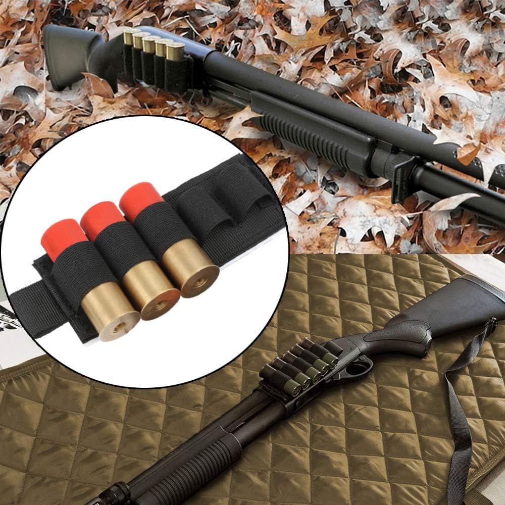 FUNANASUN Buttstock Holder Rifle Cartridge Shotgun Ammo Carrier Adhesive Side Saddle Nylon for 12Ga (5 Rounds- 2 Pack) : Sports & Outdoors