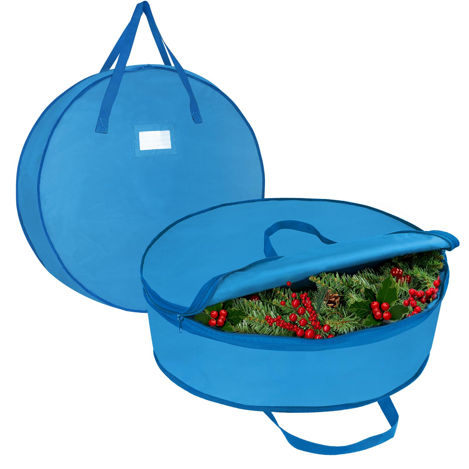 Photo 1 of 2 Pack Wreath Storage Container 30", Christmas Wreath Storage Bag with Zipper and Handles, Artificial Garland Container Portable Hangable Storage Bag for Christmas Holiday Wedding Wreath