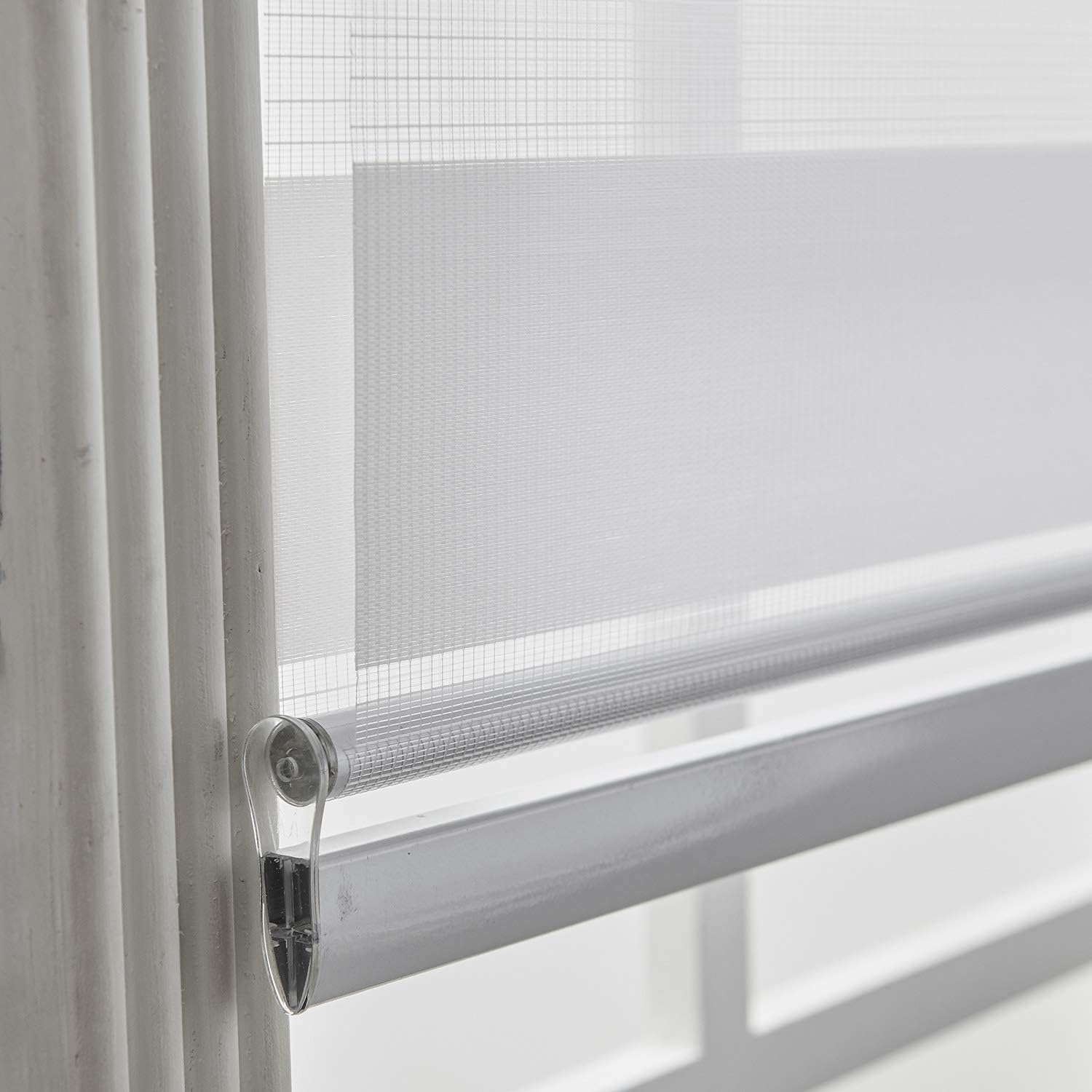 Taiyuhomes Day and Night Zebra Roller Blind Gradient Double Fabric Translucent or Blackout Vision Curtains for Window and Door with Aluminium Cassette (White - Image 5