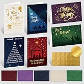 GRADESIN Religious Christmas Cards with Envelopes,18 Pack 4" x 6" Gold Foil Embossed Christian Christmas Greeting Cards Nativity Scenes with Stickers for Xmas Winter New Year 6 Designs