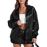ZEXIGLAD Women's Leather Jacket Oversized Faux Leather Bomber Jacket Fall Fashion 2025 Trendy Moto Winter Coat with Pocket