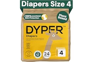 DYPER Baby Diapers Size 4 (24 Count) – Plant-Based, Hypoallergenic, Fragrance-Free & Ultra Absorbent Disposable Diapers for Day and Overnight Skin Protection, Single Pack Size 4 Diapers