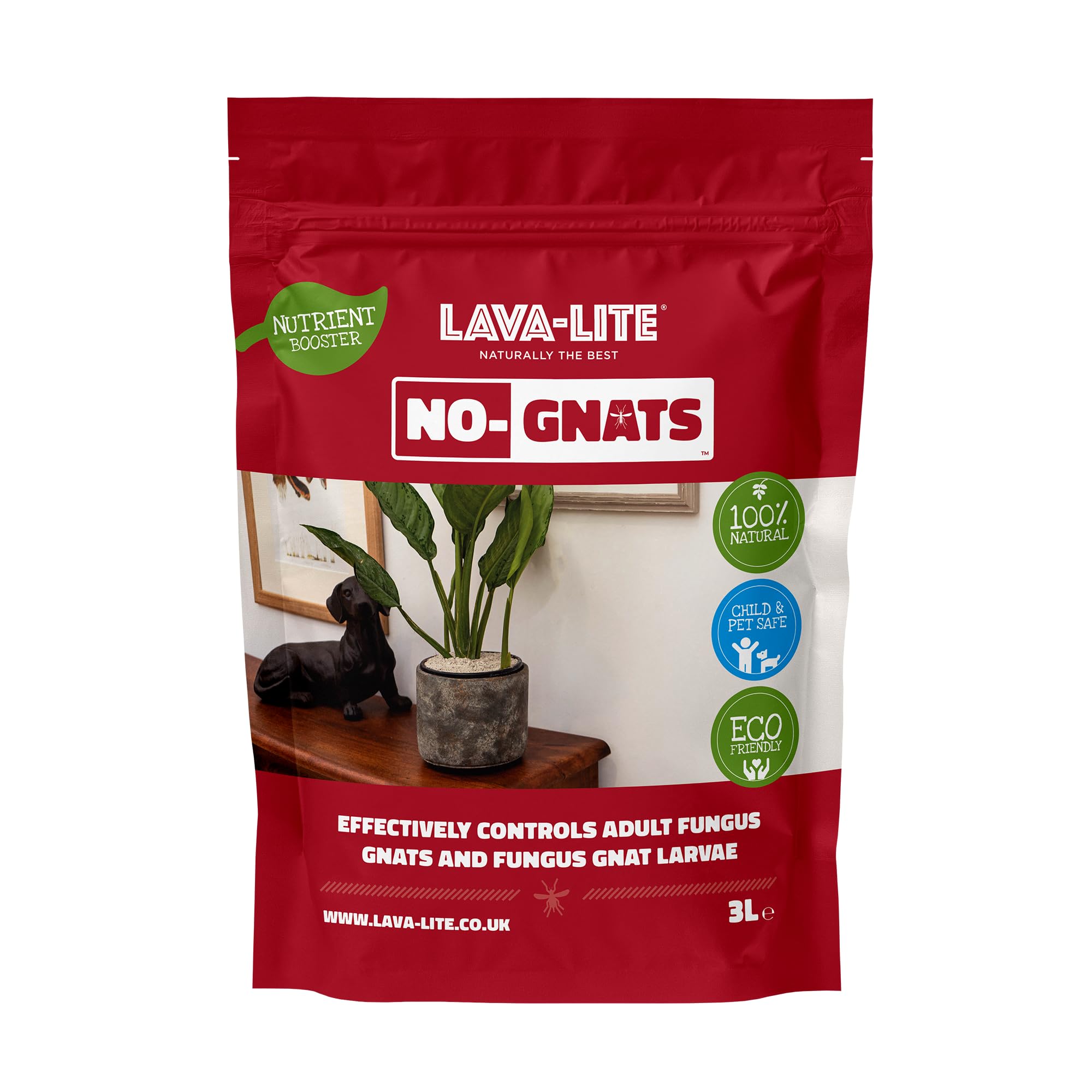 Lava-Lite No Gnats - Gnat Killer for Indoor Plants (3 Litre): Ultimate Indoor Plant Protector for No Gnat Pot Topping with Gravel Mulch Systemic Granules Plant Gravel for Indoor Pot Anti Gnat