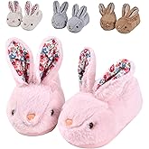JACKSHIBO Toddler Slippers Boys Girls Little Kids Dinosaur House Shoes Cute Bunny Slipper for Home Indoor Winter Bedroom Non Slip Soft Plush Rabbit Warm Shoes