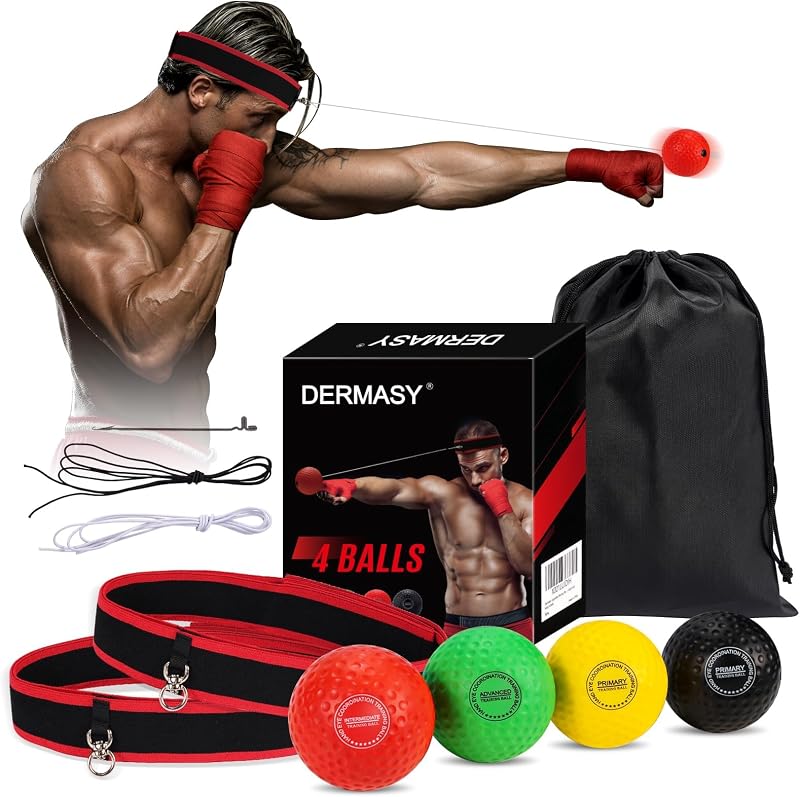 Dermasy Boxing Training Ball Set with Headband for Reaction Speed