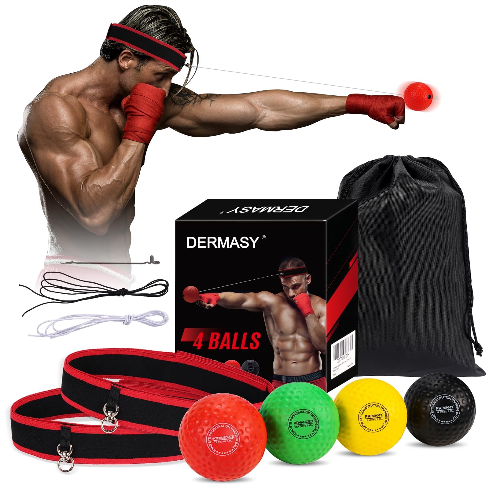 Dermasy Upgraded Boxing Training Ball with Headband Perfect for Reaction, Punching Speed, Fight Skill, Fitness, Boxing Equipment for Man Women and Kids