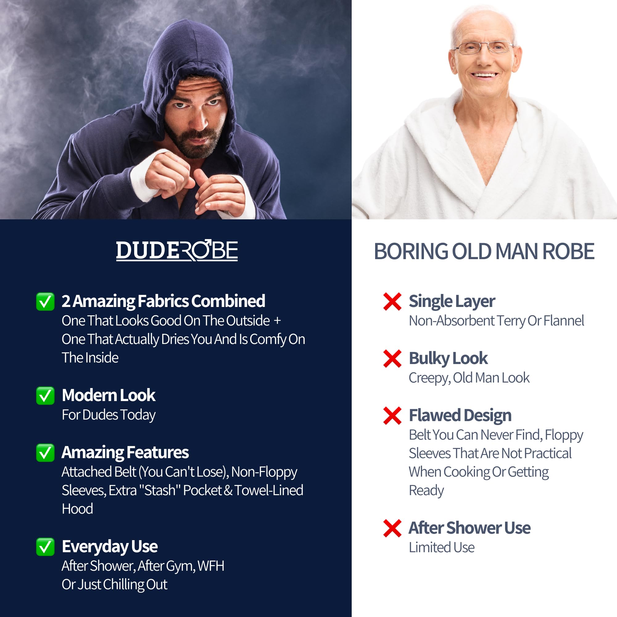 DudeRobe Men's Robe – Hooded TERRY Bath Robe for Men with Pockets | Soft, Comfy Men’s Bathrobe from Shark Tank