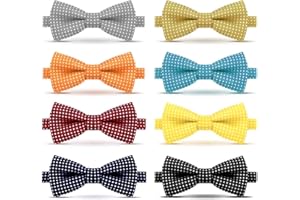 LELE LIFE 8 Pcs Adjustable Pre-tied Bow Tie, Polka Dot Bow Tie for Kids Infants Toddler Child, 8 Colors