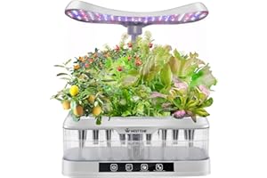 WEST TUNE 12 Pods Hydroponics Growing System, Transparent Water Tank Indoor Herb Garden with LED Full-Spectrum Plant Grow Light, Quiet Smart Water Pump, Automatic Timer Indoor Garden System (No Seeds）