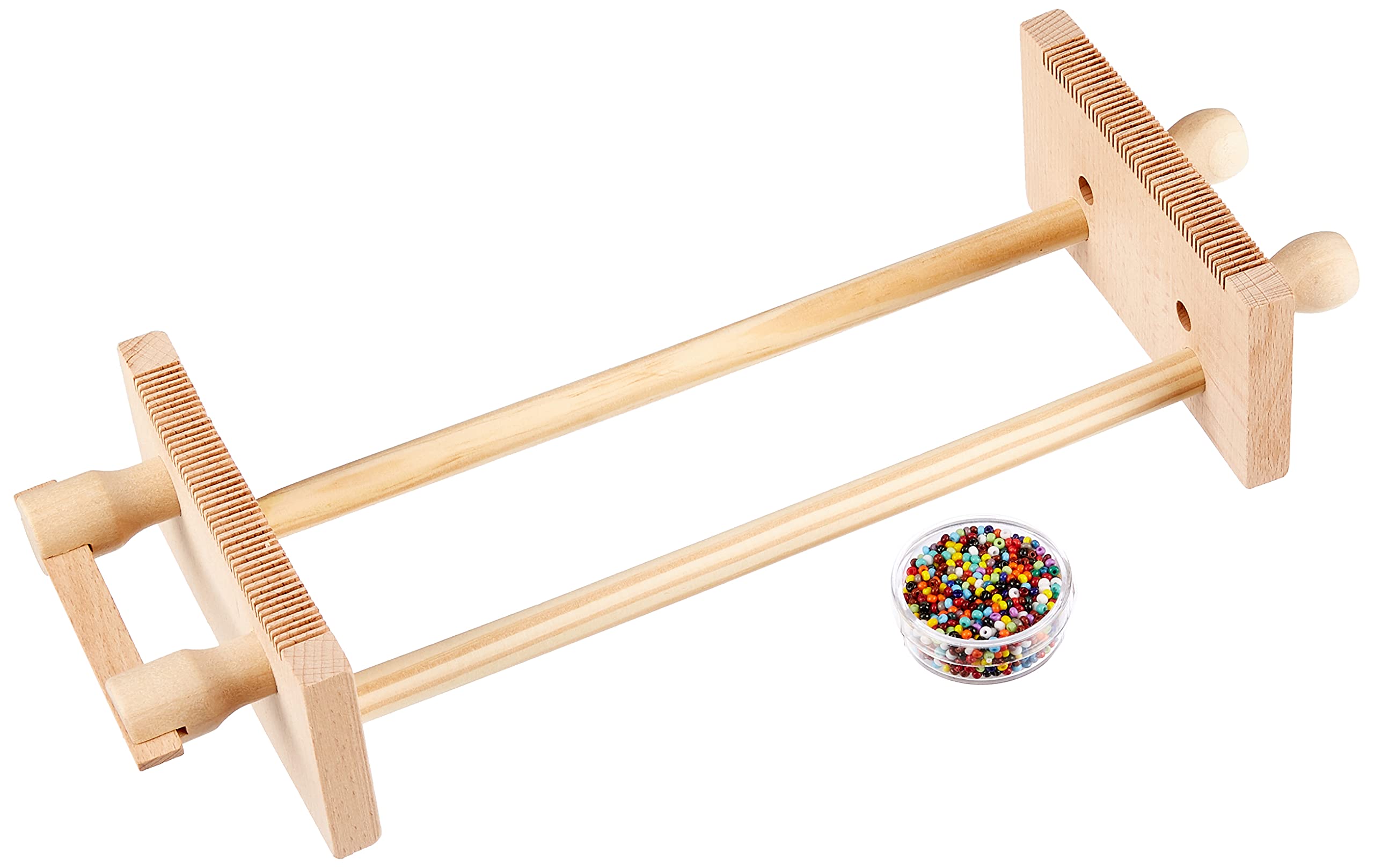 Pracht Creatives Hobby 3331-02 Wooden Bead Weaving Frame for Beading - Individual Pieces - Includes Beads (Seed Beads) and Instructions for Weaving Friendship Bracelets and Bracelets (3331-02)