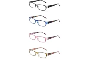 JM 4 Pack Ladies Reading Glasses Spring Hinge Fashion Pattern Readers for Women