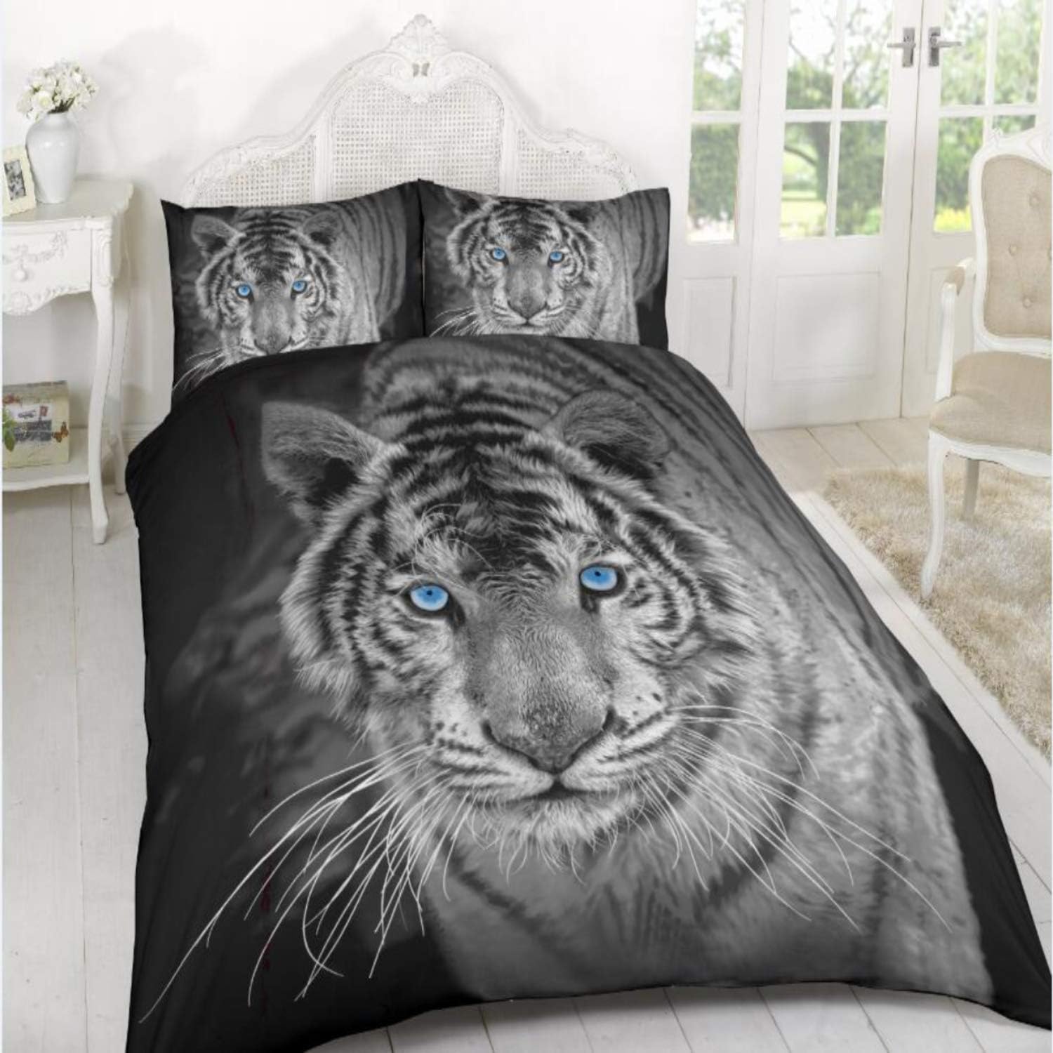 Iyan Linens Ltd 3D Animal Print Design Comfortable Duvet Cover Quilt Bedding Set(Tiger,King)
