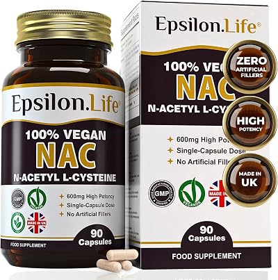 Epsilon Life NAC Supplement 600mg | Vegan Glutathione Support | 90 Caps