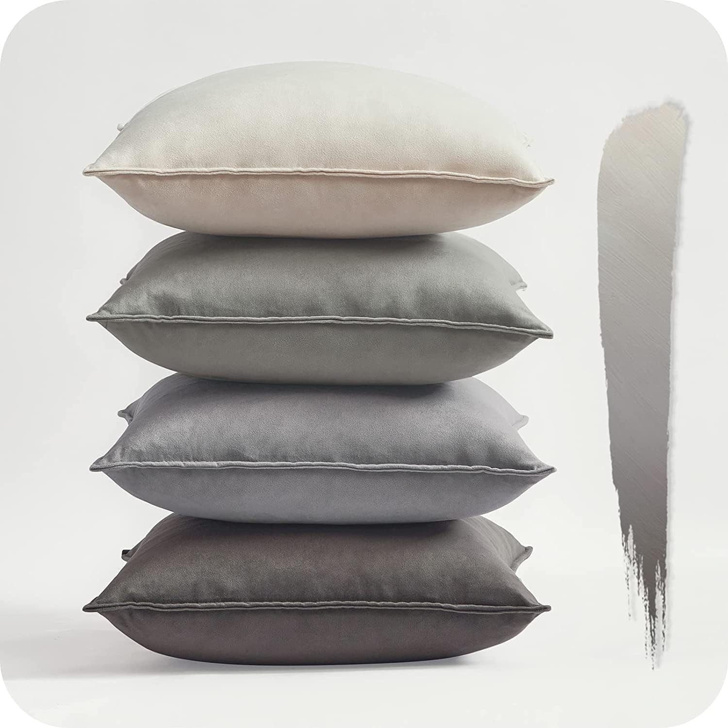 Topfinel Grey Cushion Covers 50cm x 50cm Bed Throw Squre Pillowcase 20x20 inch for Sofa Livingroom Scatter Decorative Fluffy Velvet Cushions Pack 4