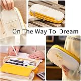 EASTHILL Big Capacity Pencil Case Linen Cotton Yellow 9x20 cm view 5