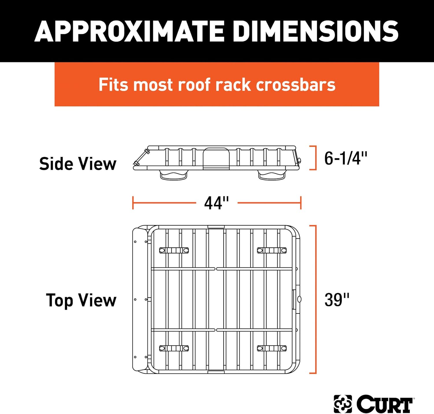 CURT 18115 Universal 42 x 37-Inch Black Steel Roof Rack Rooftop Cargo Carrier: Automotive