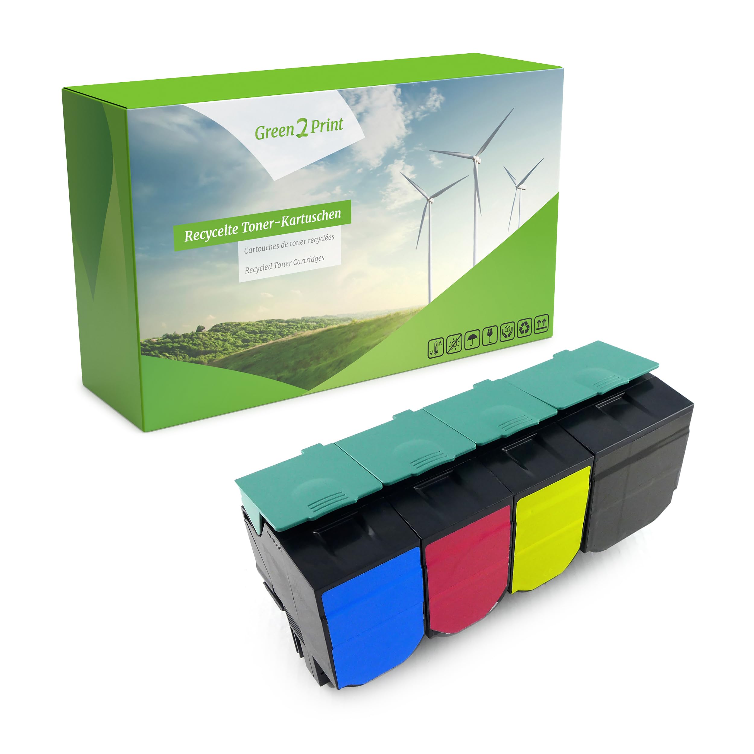 Green2Print Toner Set, 4 cartridges 1x 2500, 3x 2000 pages Toner cartridge for Lexmark X543DN, X544N, X544DN, X544DTN, X546DTW, X548DE, X548DTE, C540N, C543DN, C544N, C544DW, C544DN, C544DTN, C54