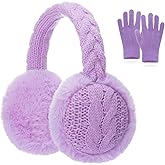 BEARAE Kids Knit Earmuffs Gloves Set Winter Soft Plush Ear Muffs Boys Girls Elastic Knit Mittens Outdoor Warm Ear Warmers