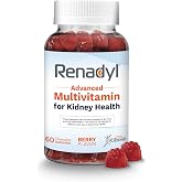 Renadyl Advanced Multivitamin Gummy for Kidney Health, 60 Gummies, Berry | Gummy Multivitamin with Optimized Levels of Essential Vitamins and Minerals, 60 Chewable Gummies, Berry Flavored, Made in USA