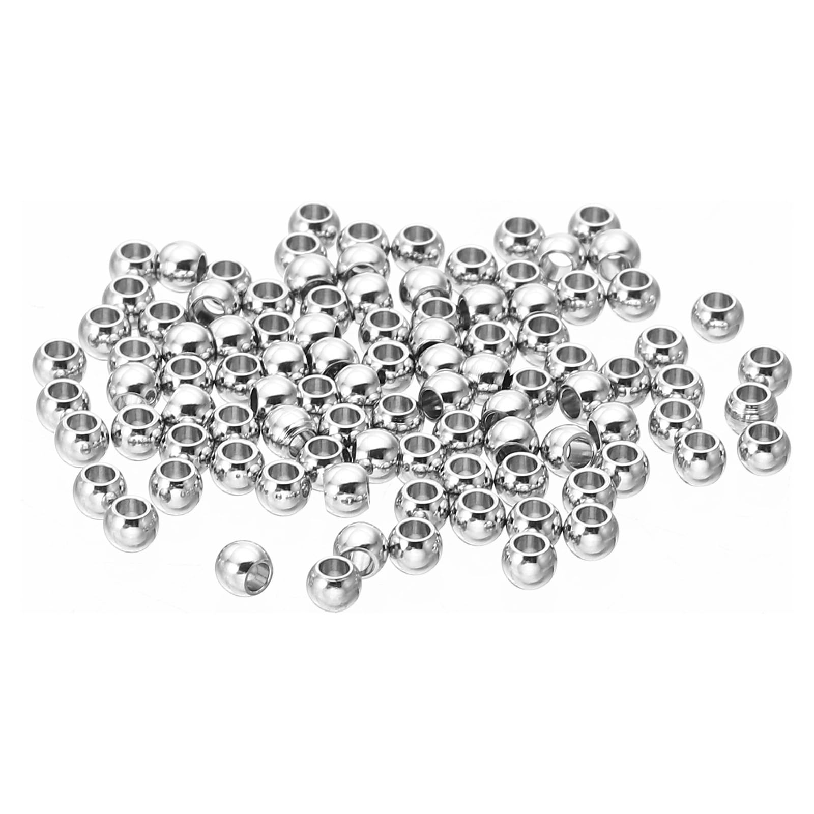 PATIKIL Smooth Round Spacer Beads, 100 Pcs 3mm OD 1.5mm ID 304 Stainless Steel Loose Balls Spacers Metallic Seamless Ball Beads for DIY Bracelet Necklace Earring Jewelry Making, Silver