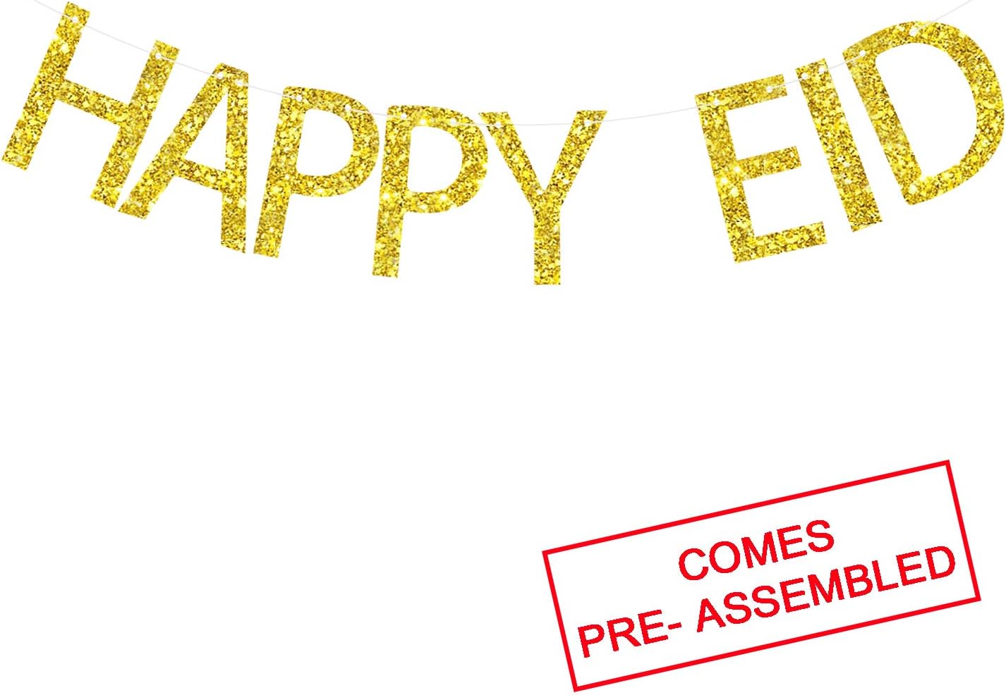 Happy Eid Banner Gold Glitter | Happy Eid Decoration | Eid Mubarak Decorations | Ramadan Party Decorations Supplies