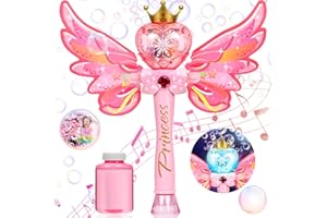 Aooess Bubble Wands Toys for Girls 4-6: Princess Wands for Little Girls Light Up Bubble Wand Toys for Kids Ages 2-4 Bubble Party Favors for Kids Toys for 3 4 5 6 7 8 Year Old Girls